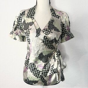 BCBGMaxazria Silk Feel Wrap Top